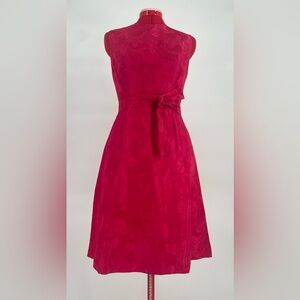 Vintage 50s-60s Fuchsia Pink Pit & Flare Sleeveless Belted Mini Dress